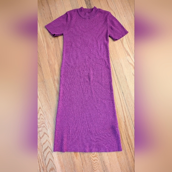 Zara Elegant Long Sleeve Dress in Deep Purple - Picture 1 of 4